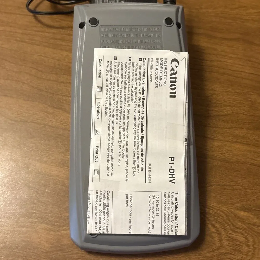 Canon Palm Printer P1-DH V 12 Digits Receipt Printing Calculator With Adapter